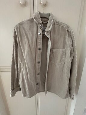 Zara Light Beige Corduroy Shirt Jacket